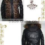 Ladies Cashmere Leopard Jacket With Sweater Fur Hood thumbnail-1