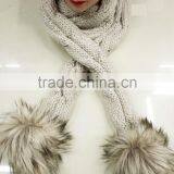 Fashion the Newest Lady100%acrylic Knitted Scarf Cap With Pompom thumbnail-4