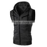 Men Male Hooded Vest Sleeveless Casual Good Selling Waistcoats Burgundy Light Gray Dark Gray thumbnail-1