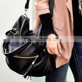 New Korean Women's Leisure Synthetic Leather Tassel Shoulder Bag Large Capacity Handbag Black 18486 thumbnail-1