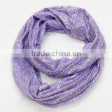 Natural Solid Color Voile Gold Stamp Wrinkle Infinity Scarf thumbnail-3