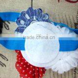 Boutique Handmade 4th July Headband Wholesale In Red Polka Dot, Frayed White, and Blue thumbnail-5