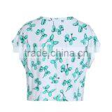 Women's Fashion Cartoon Printing 100% Cotton Loose Short T Shirt Tops thumbnail-3