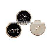 Wood Sewing Buttons Scrapbooking 2 Holes Round Black Initial Alphabet/ Letter Pattern thumbnail-3