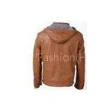 Custom Coffee / Dark Red and Urban, Luxury and Stylish Mens Hooded PU Leather Jacket