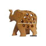 Hand Carved Wooden Elephant India Artifacts Arts thumbnail-1