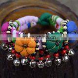 Women National Fabric Flower Bells Bracelet Handmade Cotton thumbnail-5