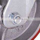 4 Inch Heavy Load Cast Steel 0.6mm Steel Shaft Turning Brake PU Castor Roller Wheel thumbnail-5