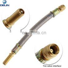 180mm Stainless Steel Braided Flexible Hose Car Wheels Tyre Valve Stems Extensions Tube Adapter thumbnail-2