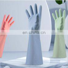 Wholesale High Quality Woman Pink Long Cuff PVC Kitchen Dishwashing Household Gloves thumbnail-2