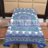 Indian Cotton Table Cloth Blue-White Floral Mandala Printed Dinning Table Cloth Vintage Wall Hanging Throw Bed Sheet Cover TC54 thumbnail-2