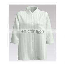 Hot Sale 45% Cotton 55% Linen Yarn Dyed Light Green Stripe Fabric for Shirt