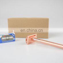 Mens Best Choics Shaver Matte Rose Gold Brass Metal Handle Double Edge Blade Safety Shaving Razor thumbnail-4
