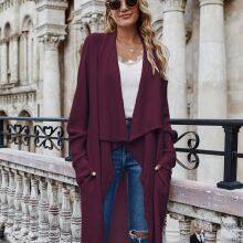 SW09 Womens Long Sleeve Open Front Cardigans Chunky Knit Draped Sweaters Outwear thumbnail-3