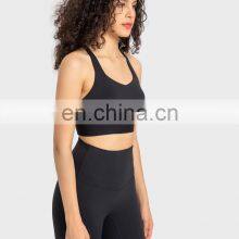 High Quality Sexy Cross Thin Straps Sports Bra Crotchless Leggings Two Piece Gym Fitness Yoga Suit Set Women Outdoor Clothing thumbnail-5