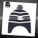 OEM Custom Black and White Stripe Hats for Kids Winter Hat thumbnail-1