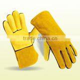 yellow Color Cow Split long Leather Work Welding Gloves