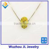 Fashion Synthetic Silver 925 Sterling Silver Chain OP46 Yellow Opal Hand Pendant Necklace thumbnail-2
