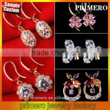 New Arrival Drop Earrings Cubic Zircon 18K Gold Plated Butterfly/Round/Clover Jewelry