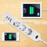 Euro German 3 Way Power Plug Socket 3 Port Usb 100v-250v 16a Cable Voltage Surges Protected thumbnail-2