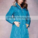 New Quilting Coat With Detachable Hood Long Sleeve Fur Collar Winter Jacket Women Down Jacket