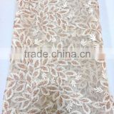 New arrival embroideries french lace / latest tulle lace embroidered fabric / gold sequin fabric mesh