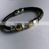 Braided leather rope bracelet with stainless steel bracelet clasp Special Best-Selling stone red leather bracelet