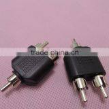 Audio System Black RCA Male to RCA Male Connector Adapter 2 to 1