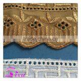 Garment Decoration White & Gold Color Embroidery Cotton DIY Craft Lace Trimming thumbnail-4