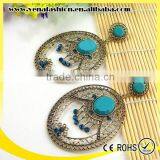 Oval Design Hollow Latest Exotic Turquoise Fashion Earring thumbnail-2