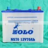 Super quality ZOLO brand dry charged battery