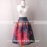 Modern Women Pattern Midi Length Skirt Floral Printed A Line Knee Length Skirt PH-9218 thumbnail-1