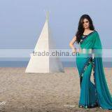 Casual Cream Georgette Designer Saree For Sale Online thumbnail-2