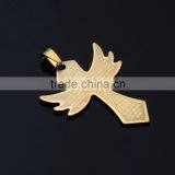 Fashion Stainless Steel Jewelry Yellow Angle Wing Cross Necklace Pendant for Boy Girls thumbnail-4