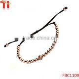 Black Macrame Braided Bracelets Sterling Silver Crystal Bead thumbnail-3