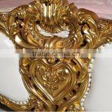 Royal Place Gold Leaf Finished Full Solid Wood Carving Bed, Arabic Golden Style Bedroom Furniture(MOQ=1 SET) thumbnail-4