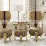 BISINI Petal Shaped Living Room Chair, European Style Solid Wood With Fabric Chair, Classic and Fancy Chair (BF01-X1197) thumbnail-6