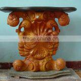 Modern Style Glass Top Hand Carved Marble Base Dining Table thumbnail-5