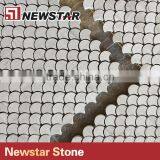 Wooden White Polished Large Fan Shape Fish Scale Marble Tile Mosaics thumbnail-1