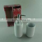 Cheap White Ceramic Bathroom Set/sampoo Jar and Cup Set Wholesale for Hotel Used thumbnail-2