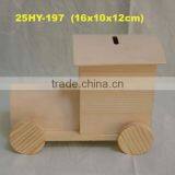 Fancy Unfinished Solid Wooden Saving Box thumbnail-3