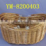 Antique handmad round storage willow basket with handle