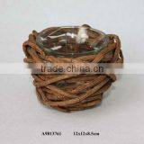 Round Rattan Candle Stand thumbnail-1