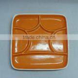 Orange Color Xmas Ceramic Square Divided Plate thumbnail-1