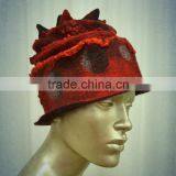 Best Selling Handmade in Nepal Eco-friendly Red Felt Hat thumbnail-1