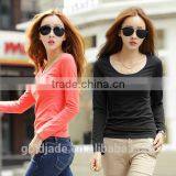 Lady Fashion 100%cotton Top Plain Women Long Sleeve t Shirt thumbnail-1