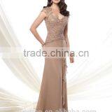 Elegant Chiffon Cap Sleeve Lace v Neck Eastern Bridal Dresses thumbnail-3