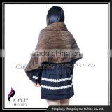 CX-B-M-105A Brown Color In-Stock 2016 New Design Knitted Mink Fur Women Fur Shawl thumbnail-5