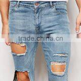 Slim Fit Straight Cut Knee Ripped Acid Wash Jeans Trousers for Men thumbnail-3