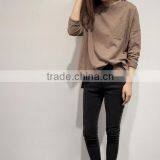 2016 New Fashion Long Sleeve Casual Women T-shirt With Pocket Wholesale thumbnail-2